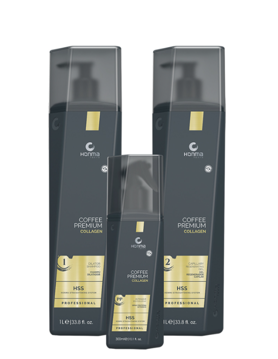 Honma Tokyo Coffee Premium Collagen 1L Kit (3 Steps) | Collagen Hair Treatments